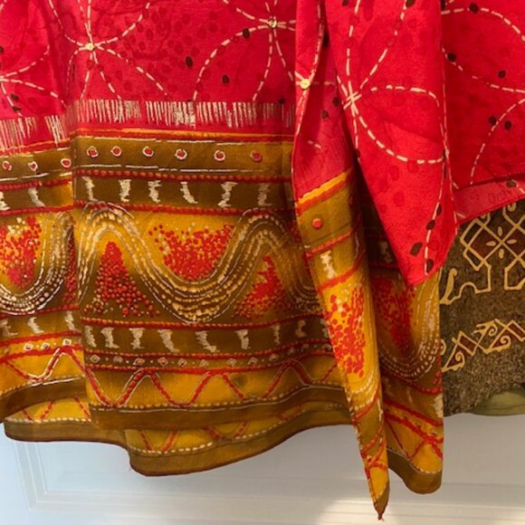 Choice: DIANE GILMAN 100% SILK l/s TUNIC Tops* RED GOLD or OLIVE Green GOLD ~ S - Picture 5 of 14